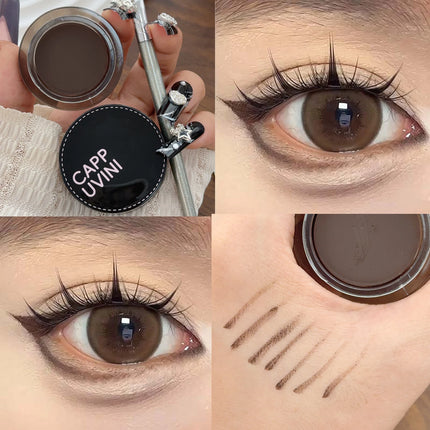 Black Brown Eyeliner Cream with Makeup Brushes Waterproof Lasting Matte Non Smudging Eye Liner Eyebrow Dual Purpose Cosmetics