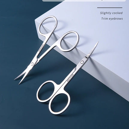 1Pcs Pointed Tip Curved Blade Upwards Stainless Steel Makeup Scissors Eyelash Eyebrow Nose Hair Small Scissors Thin Makeup Tools