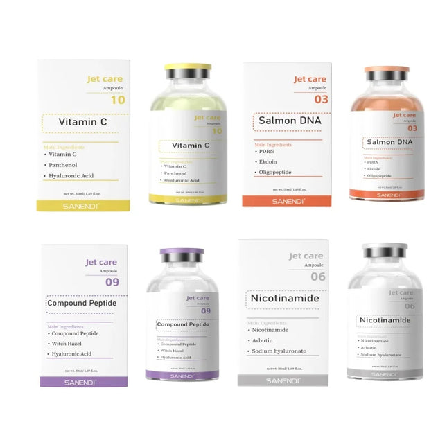 Facial Stem Cells Serum Salmon+VC+Peptide +Nicotinamide Oxygen Spray Dermapen 4 Different Booster Ampoule Kit Jet Care Peeling