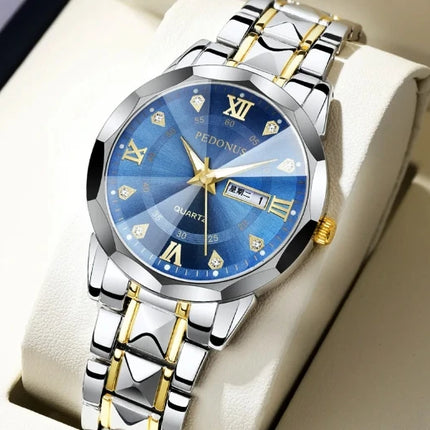 Top Brand Watch Men's Trendy Business High Quality Steel Strap Chinese English Dual Calendar Male Fashion Quartz Wristwatches