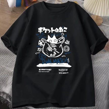 Cat T Shirt Women Casual Personality Round Neck Short Sleeve Fashion T Shirt Cat Lover Summer Loose T Shirts