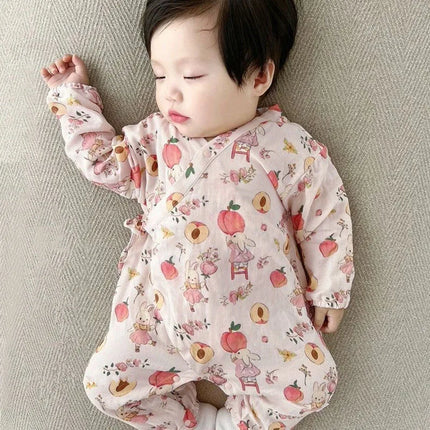 Baby Boys Girls Jumpsuit Clothes Newborn Muslin Bamboo Cotton Long Sleeve Romper Infant Autumn Spring Clothes 0-24M