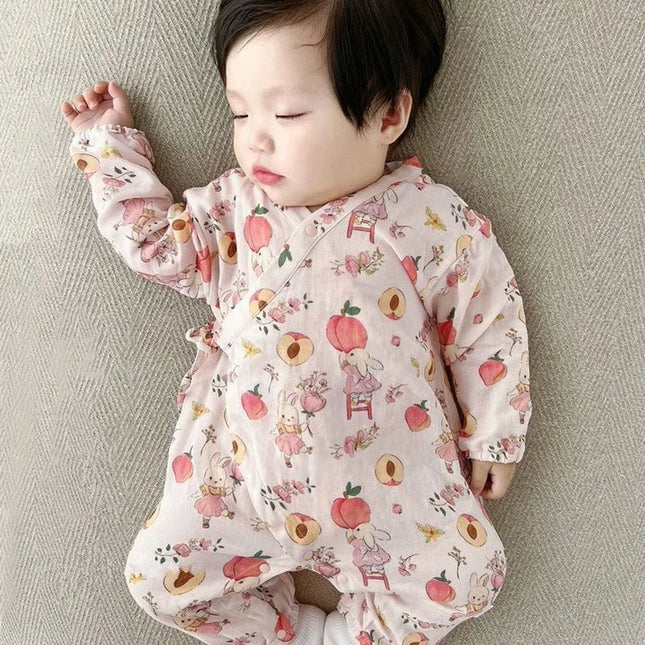 Baby Boys Girls Jumpsuit Clothes Newborn Muslin Bamboo Cotton Long Sleeve Romper Infant Autumn Spring Clothes 0-24M