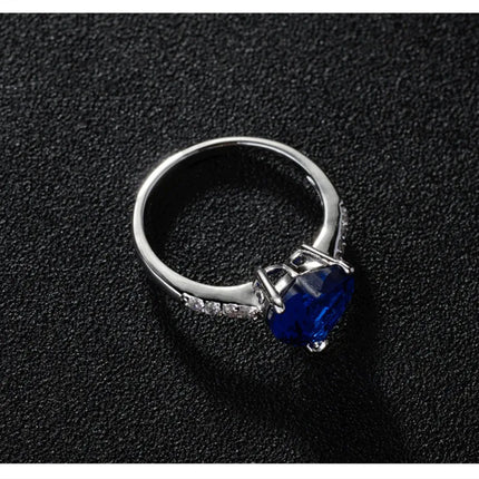 Buyee 925 Sterling Silver Female Fashion Ring Finger Blue Crystal Ring for Women Classic Fine Jewelry Gift