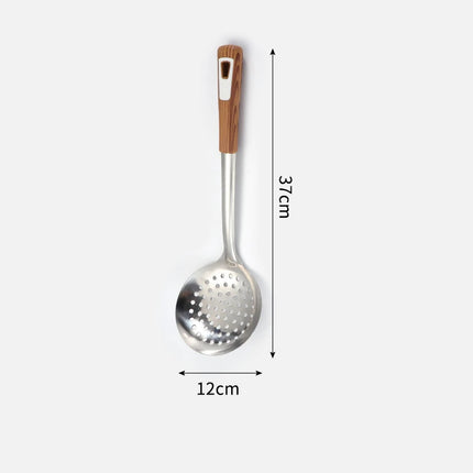 Thickened Stainless Steel Colander Filter Spoon Multifunctional Oval Oil Skimmer Scoop Long Handle Ramen Scoop Kitchen Utensils