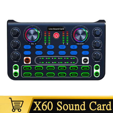 Professional Portable Mixer Sound Mixing X60 Sound Card English Version Convenient Compact For Live Broadcast KTV Singing
