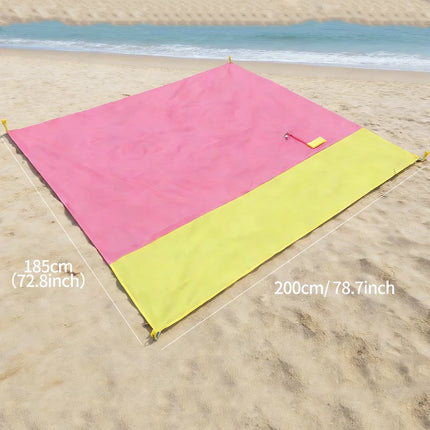 Double-color beach blanket, large size, waterproof and sand-proof picnic mat for 2-3 adults, lightweight travel camping hiking b