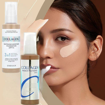 Korean ENOUGH Collagen Moisturize Foundation SPF15 3-in-1 Whitening Anti-wrinkle Moisturizing Concealer Professional Makeup Base