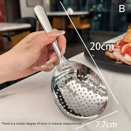 2PCS For Daily Use Stainless Steel Ladle For Serving Soup Rice Serving Spoon Drain Hole Heat Insulated Handle Kitchen Utensils