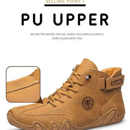 CLOHOO Hand-Sewn Octopus Design Men's Short Boots High-Top Leather Riding Boots Stylish Men's Footwear