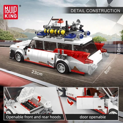 636PCS MOULD KING 27020 10021S Mini Ghost Bus Model ECTO-1 Technical Car Model Toys Assembly Building Block Kit Brick Kids Gifts