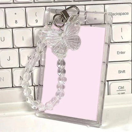 Crystal Butterfly 3 Inch Acrylic Card Holder Photocards Display Credit ID Bank Card Protective Case Keychain Pendant Fashion