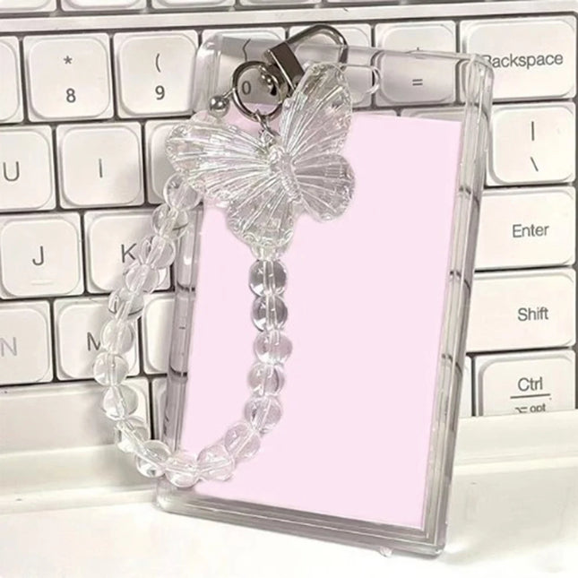 Crystal Butterfly 3 Inch Acrylic Card Holder Photocards Display Credit ID Bank Card Protective Case Keychain Pendant Fashion