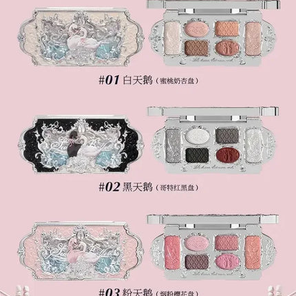 Flower Knows Swan Ballet Series Makeup 6 Color Eyeshadow Palette Matte Pearl Face Palette Glitter Palette Cosmetics