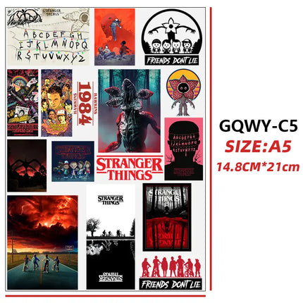 For Stranger Series A5 Size Cartoon Eleven Mike Creative DIY Waterproof Stickers UV Transfer Transparent Crystal DTF Stickers