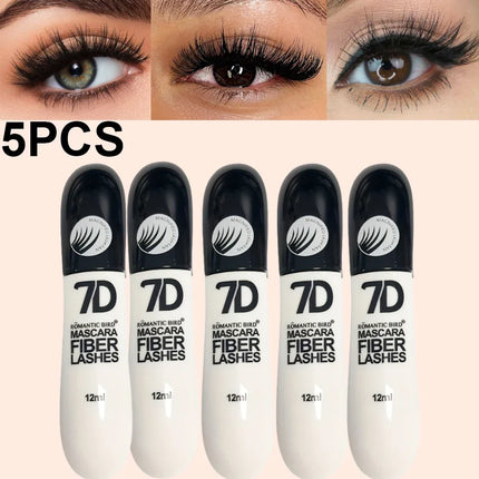 5PCS 7D Fiber Mascara Set Waterproof Durable Curling Sweatproof Anti-smudge Slimming Base for All Skin Types