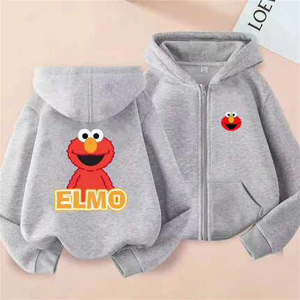 Fashion SESAME STREET Sweatshirts Elmo Zip Up Hoodie Children Clothes Kid Girl Boy Sweatshirt Zipper Hoody Baby Casual Top