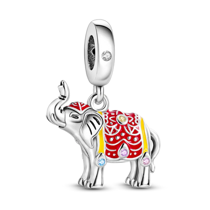 Charms Plata De Ley 925 Red Color Series Charm Red Elephant Animal Fruit Beads of Original Fits Women Anniversary Jewelry Charms