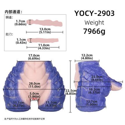 YOCY 8kg Furry Torso Ass Sex Toy Silicone Male Masturbator Dual Channel Anal Vaginal Stroker Realistic Anthro Butt Toy Sex Toys