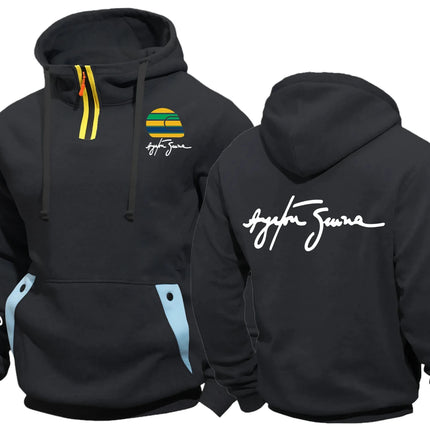 Hero Ayrton Senna Racer F1 Semi-Zip Pocket Fleece Jackets Hooded Coats Sweatshirts Male Men Sweatshirt Outerwear Hoodies Jacket