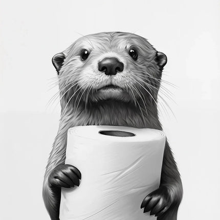 Black and White Cute Animal and Toilet Paper Poster Lion Owl Cat Dog Canvas Painting Wall Art Bathroom Living Room Home Decor