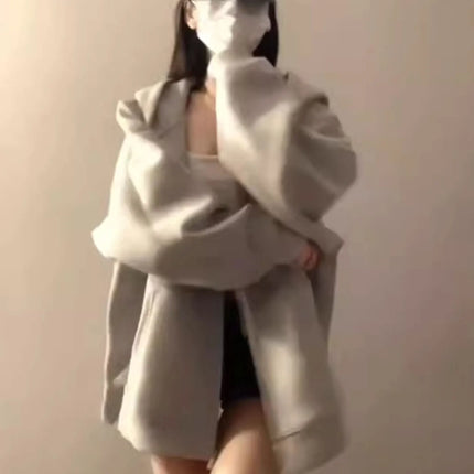 Korean Sle Women's Hoodie Fce Lined Zipper Jaet Loose Fit Long Sve Casual Comfortable Breathable Autumn Winter Coat