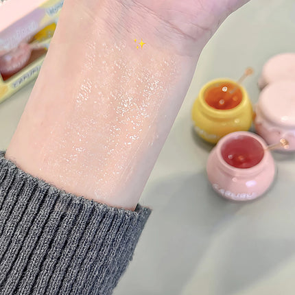 1Pcs Peach Jelly Lip Balm Clear Moisturizing Hydrating Reduce Lip Lines Honey Lip Oil Fruit Lipstick Lips Care Makeup Cosmetics