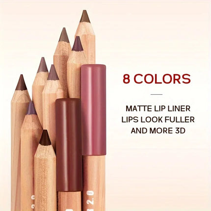 Pudaier Lip Contour 2.0 Matte Lip Liner Pencil Waterproof Long Lasting Easy Coloring With Built In Sharpener