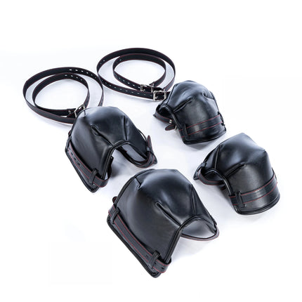 Leather Soft Padded Knee Elbow Pad Dog Paw Crawl Gloves Pup Hood Fetish BDSM Bondage Dog Slave Roleplay Sexy Costume Accessories