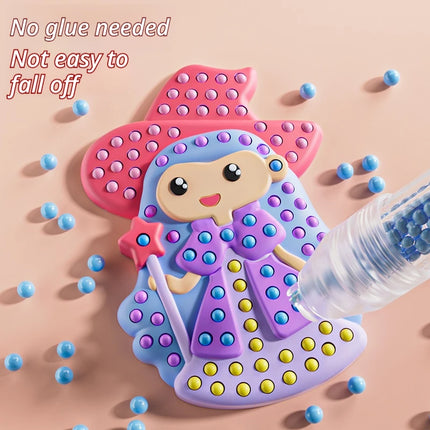 New Beads Pen Painting Handicraft Set for Kids Creative Handmade Sticker DIY Princess Rainbow Cake Keychain as a Gift for Kids