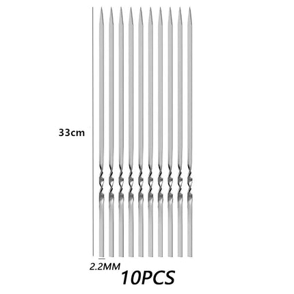 Stainless Steel Barbecue Skewer Reusable BBQ Kebab Skewers for Outdoor Camping Picnic Tools Cooking Tools 10/30Pcs