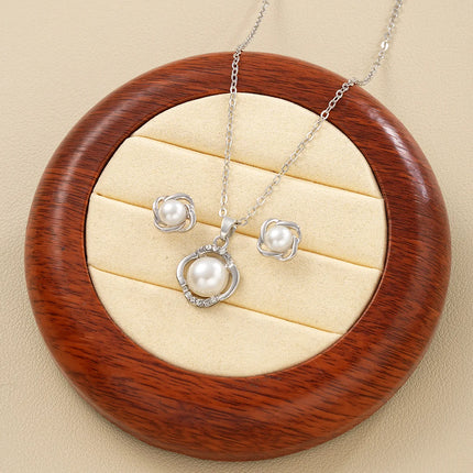 Korea New Hot Sale Peach Heart Pendant Earrings Necklace Rings Light Luxury Design Three-Piece Sets Trend Party Jewelry Gift Sets