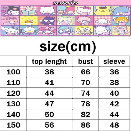 Autumn Baby Girls 100% Cotton Clothes Top Kid Sanrio Cinnamoroll Printed Long Sleeve T-shirts Children Stripe Patchwork Pullover