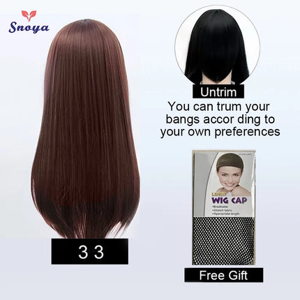 Snoya 60cm synthetic long straight cosplay wig with bangs Heat Resistant hair Anime pink blonde red blue purple women wig