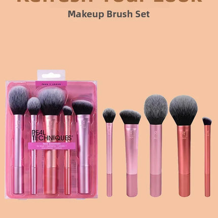 Portable Makeup Brush Set Foundation Blush Highlighter Brush Long Handle Artificial Fiber Brushes Box Packaged for General Use