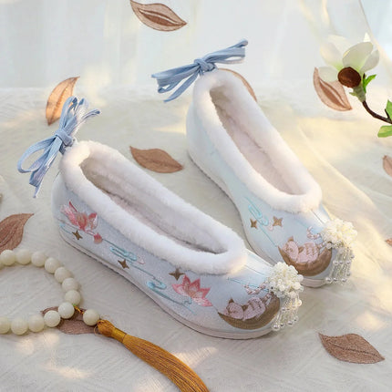 Chasing Moon Hot Sale Of The Season New Style Ming Dynasty Hanfu Shoes National Style Upturned Head Cotton Shoes Ancient Wedding