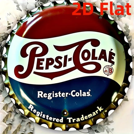 8x8" Round Pepsi Bottle Cap Sign - Aluminum "Register Col" Wreath Decor, Ideal for Office Wall Art, Holiday Season Decor
