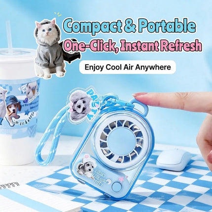 Portable Mini Fan Cute Keychain Fan USB Rechargeable Pocket Handheld Fan with 3 Speeds for Travel Kids Women