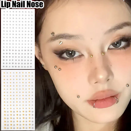 Self Adhesive Fake Lip Eyebrow Stickers Non Piercing Nose Ring Stickers Belly Button Nails  Reusable Body Earring Studs Stickers