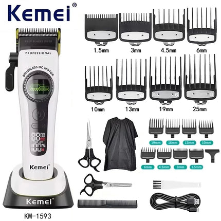 Kemei KM1593/1595 Is Equipped with An External Brushless Hair Clipper for Men's Professional Hair Clippers That Are Rechargeable