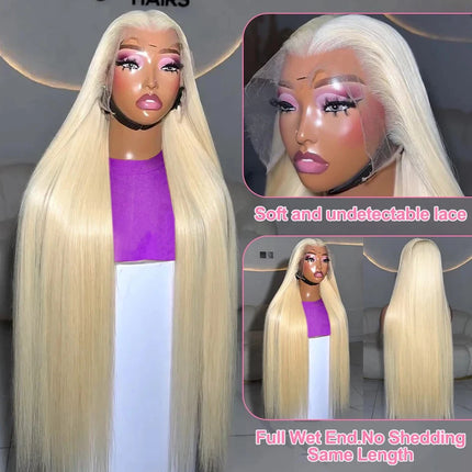40 inch 613 Honey Blonde Color Straight 13x4 Lace Front Human Hair Wigs For Women Brazilian 13x6 HD Transparent Lace Frontal Wig