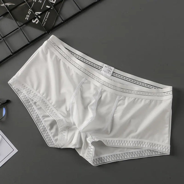 Hot Selling Ice Silk Men Underwear Seamless Transparent Boxer Shorts Ultra-thin Breathable Comfortable Panties Underpants