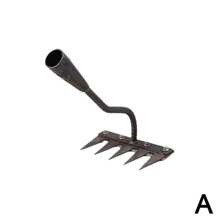 5/6/7/8 Teeth Garden Hoe Weeding Rake Tool Labor-saving Weeding Loosening Soil Artifact Harrow Handheld Carbon Steel Weeder Rake
