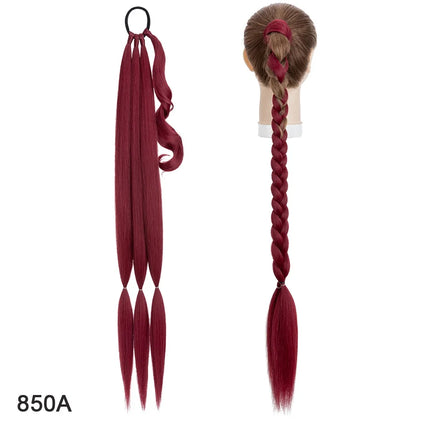 Benehair 34inch Long Braid Ponytail Extension with Elastic Tie Straight Wrap Around Braid Hair Synthetic Drawstring Ponytail