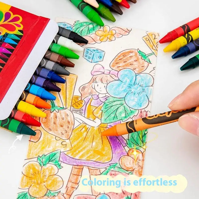 4/12/18/24 Colors Art Drawing Set Multicolor Crayons Kid Graffiti Brush Student Oil Painting Stick Suit School Art Supplies