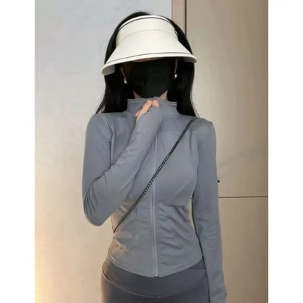 Stand Collar Yoga Ice Silk Sun Protection Clothing Summer Women's Slim Fit Versatile Slimming Sports Thin Jacket