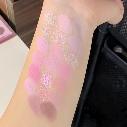 Sweet Pink 20 Color Heart Shaped Eyeshadow Plate Pearl Glitter Purple Eyeshadow Pink Blusher Naturally Brightens Korean Makeup