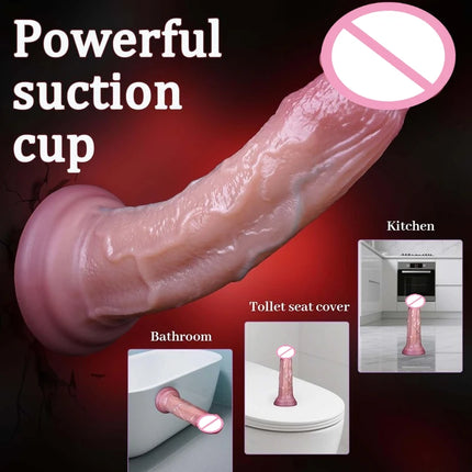Realistic for Women Silicone Long Dildo Anal Plug Big Penis Strong Suction Cup Hands-Free Play for Adult Sex Masturbator G Spot