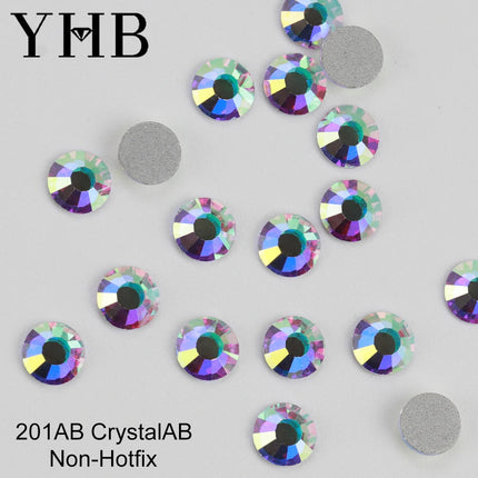 YHB 101-133Cold Fixation Crystal Cristales Flatback Silver Back Non Hotfix Rhinestones For Bags Shoes Garment Phone DIY Nail Art