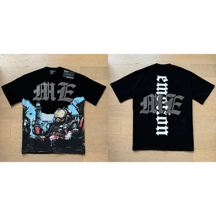 Fashion Brand MIXED EMOTION T-shirts Men Women Couple Streetwear Angel Print Summer Top Tee Round Neck Short Sleeve